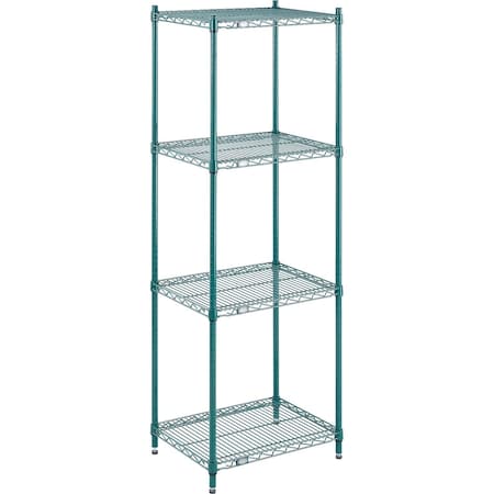 Nexel Wire Shelving, Green Epoxy, 24W X 18D X 74H 18247G